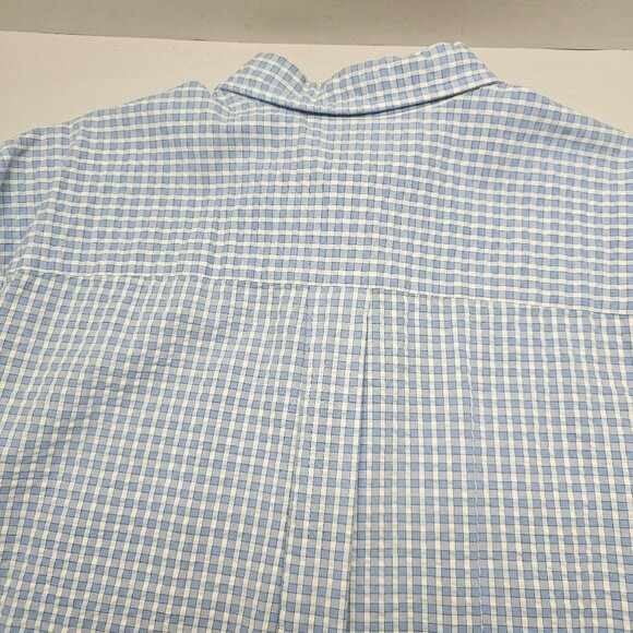 L.L. Bean Mens Blue & White Gingham Short-Sleeve Button-Up Shirt XL 100% Cotton - Picture 7 of 7
